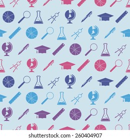 Seamless background with school icons
