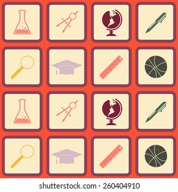 Seamless background with school icons