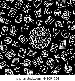 Seamless background with school icons , vector illustration