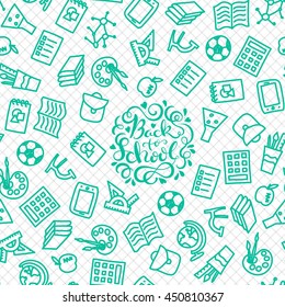 Seamless background with school icons , vector illustration