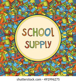 Seamless background school supply image. vector template