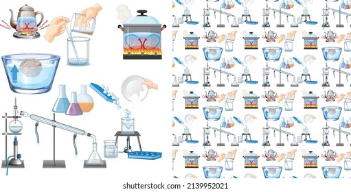 Seamless background with science equipments illustration