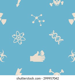Seamless background with science icons for your design