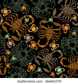 Seamless background with scorpions