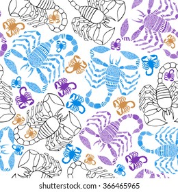 Seamless background with scorpions
