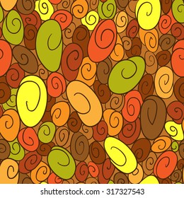 Seamless background of scrollwork in shades of brown, vector illustration