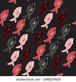 seamless background with sea fish, vector design