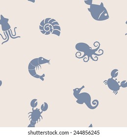 seamless background with sea food and products for your design 