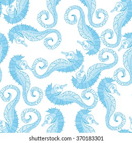 Seamless background with sea horses