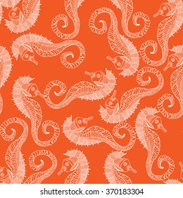 Seamless background with sea horses