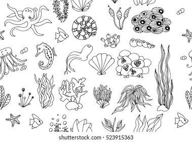 seamless background with sea set