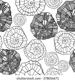 Seamless background with sea shells