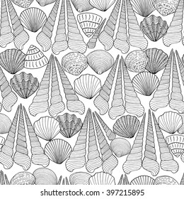 Seamless background with sea shells
