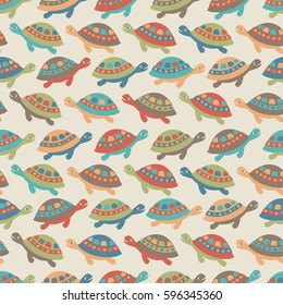 Seamless background with sea turtles. Vector illustration.