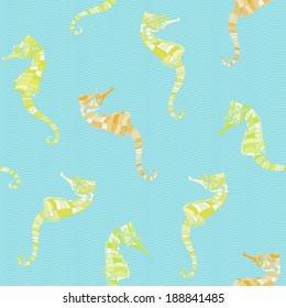 Seamless background with sea-horses.