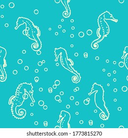 Seamless background with sea-horses. Vector illustration. seamless pattern with seahorses
