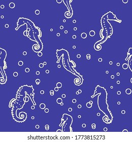 Seamless background with sea-horses. Vector illustration. seamless pattern with seahorses