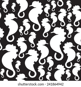Seamless background with sea-horses. Vector illustration