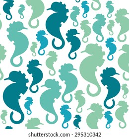 Seamless background with sea-horses. Vector illustration
