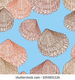 seamless background of the seashells