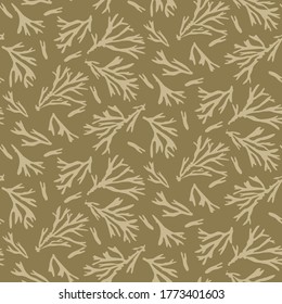 
Seamless background seaweed leaf gender neutral baby pattern. Simple whimsical minimal earthy 2 tone color. Kids nursery wallpaper or boho foliage nature fashion all over print