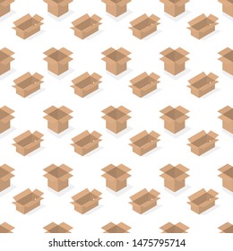 Seamless background from a set of 3D cardboard boxes, vector illustration.