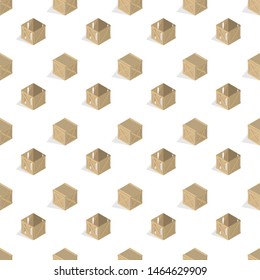 Seamless background from a set of 3D wooden boxes, vector illustration.