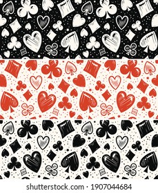 Seamless background set. Casino, poker concept vector illustration