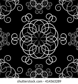 Seamless background from a set of circular ornaments, vector illustration.