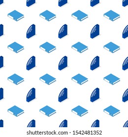 Seamless background from a set of office and school accessories, vector illustration.