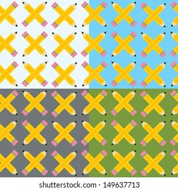 Seamless background set with pencil symbol.