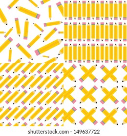 Seamless background set with pencil symbol.