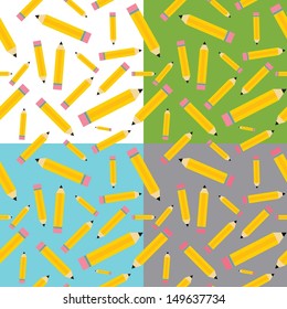Seamless background set with pencil symbol.