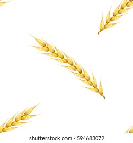 Seamless background from a set of photo realistic spike lets of wheat, vector illustration.
