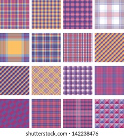 Seamless background set of plaid pattern, vector illustration