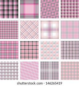 Seamless background set of plaid pattern, vector illustration 