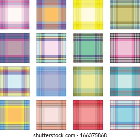 Seamless background set of plaid pattern, vector illustration 