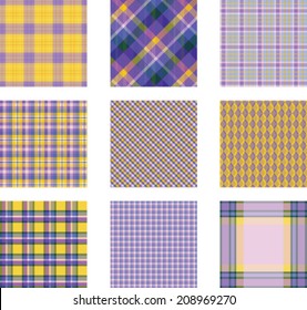 Seamless background set of plaid pattern, vector illustration