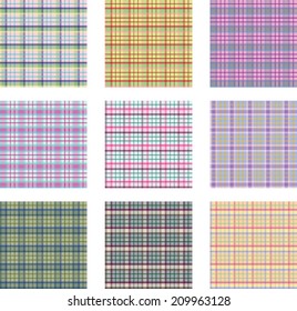 Seamless background set of plaid pattern, vector illustration