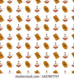 Seamless background from a set of under construction design elements, vector illustration.