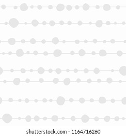 Seamless background with shabby hand drawn beads. String with balls. Vector illustration. Black and grey color.