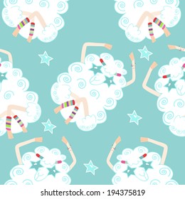 Seamless background with sheep hippies.