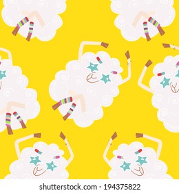 Seamless background with sheep hippies.