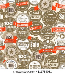 Seamless background of shopping Premium quality labels