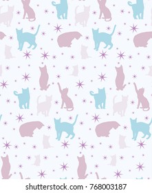 seamless background with silhouette of cats