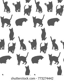  seamless background with silhouette of cats
