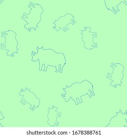 Seamless background with silhouettes of african animals. Contour of a rhino on a light background.For festive decoration, textiles, wrapping paper, gift boxes, other packaging elements.