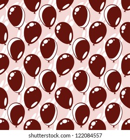 Seamless background with silhouettes of brown and pink balloons, holiday illustration. Vector