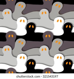 Seamless background with silhouettes of ghosts. Halloween illustration.