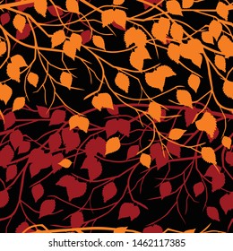 Seamless background of silhouettes of tree branches in autumn